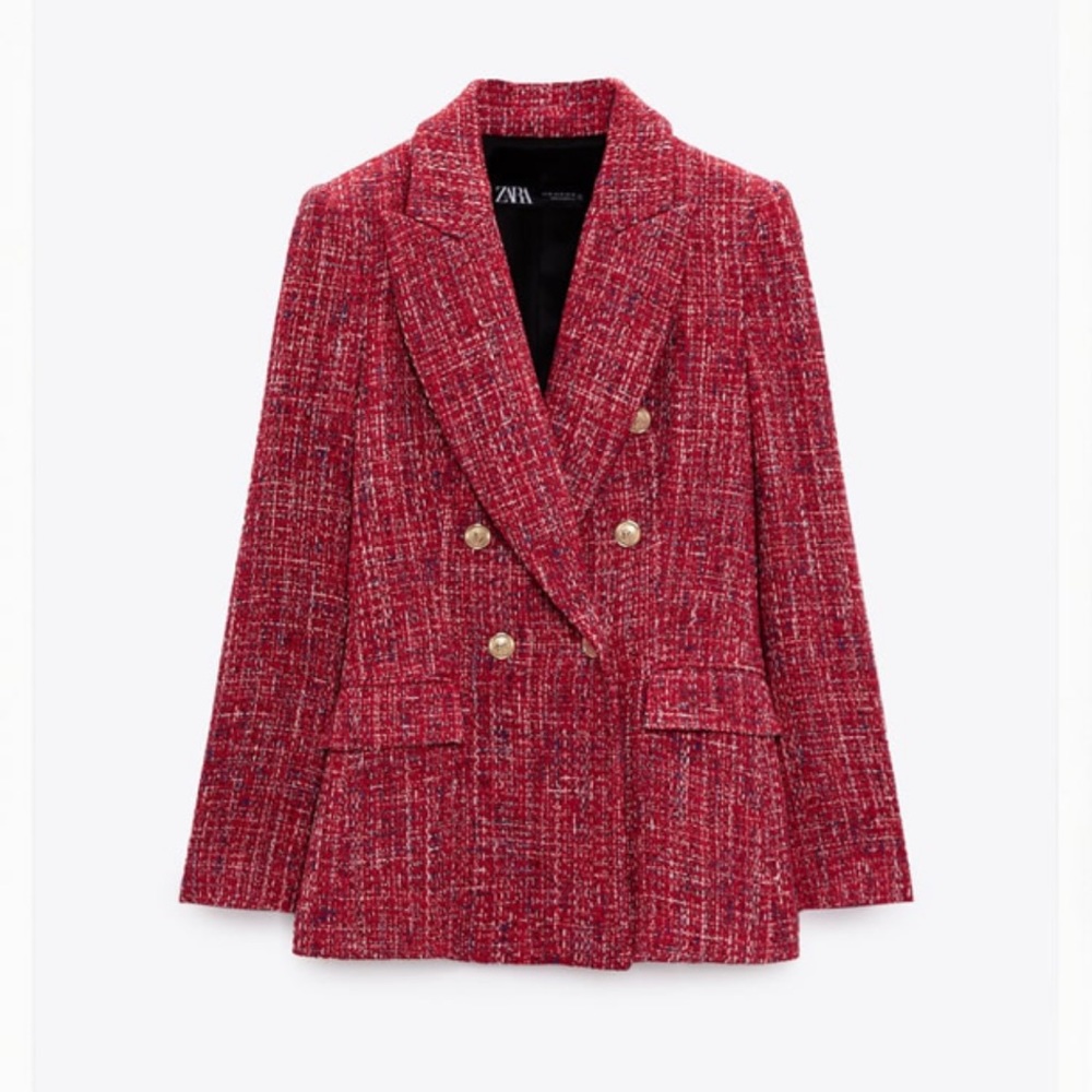 Zara • Double Breasted Textured Blazer XL